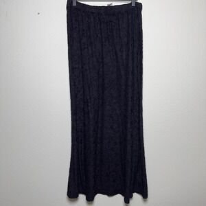 VTG 90s Accomplice Women Whimsigoth Maxi Skirt Large Black Textured Floral Indie